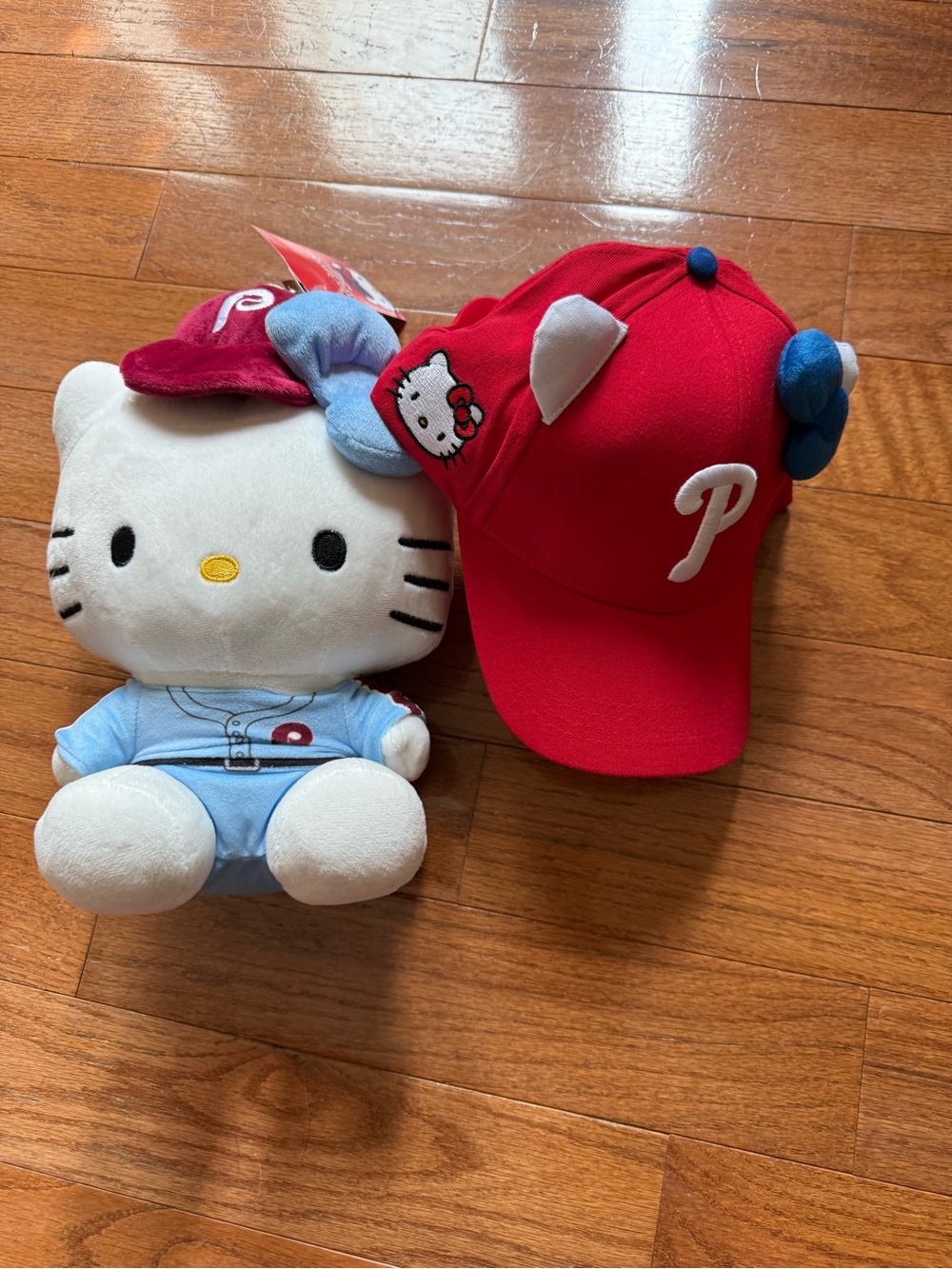 Hello Kitty Red Plush Phillies  Baseball Cap Set